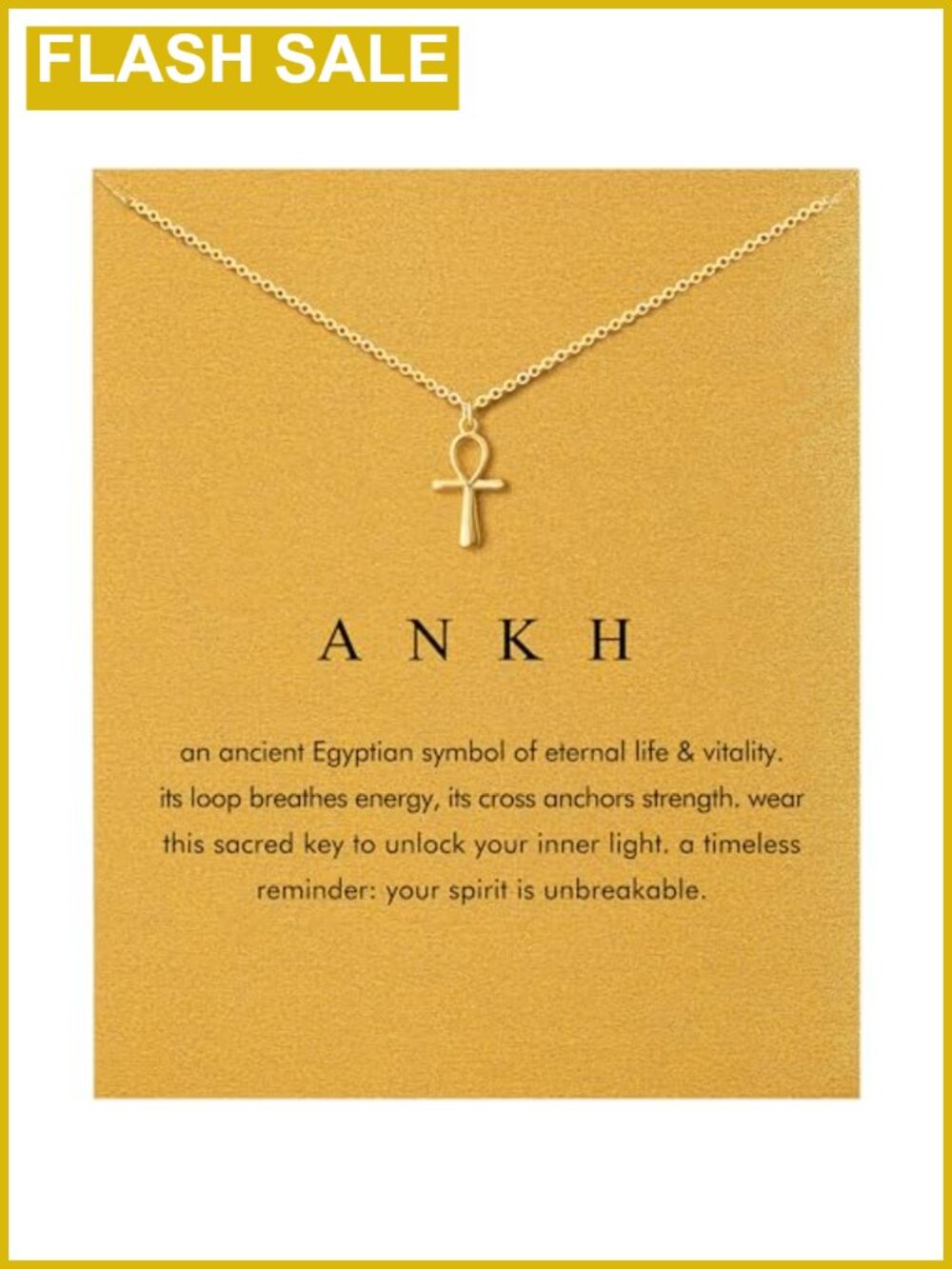 14K Gold Plated Stainless Steel Ankh Necklace Dainty Spiritual Jewelry